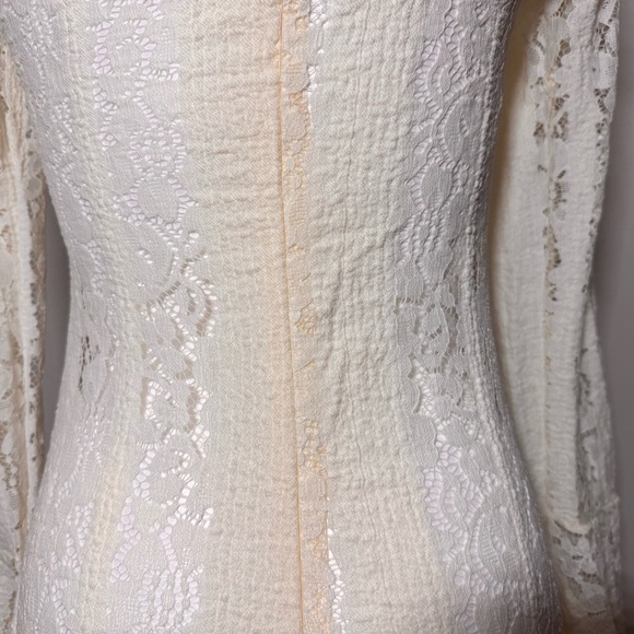 Sheer Lace Maxi Dress Off the Shoulder Bell Sleeves Size Medium - Picture 7 of 13